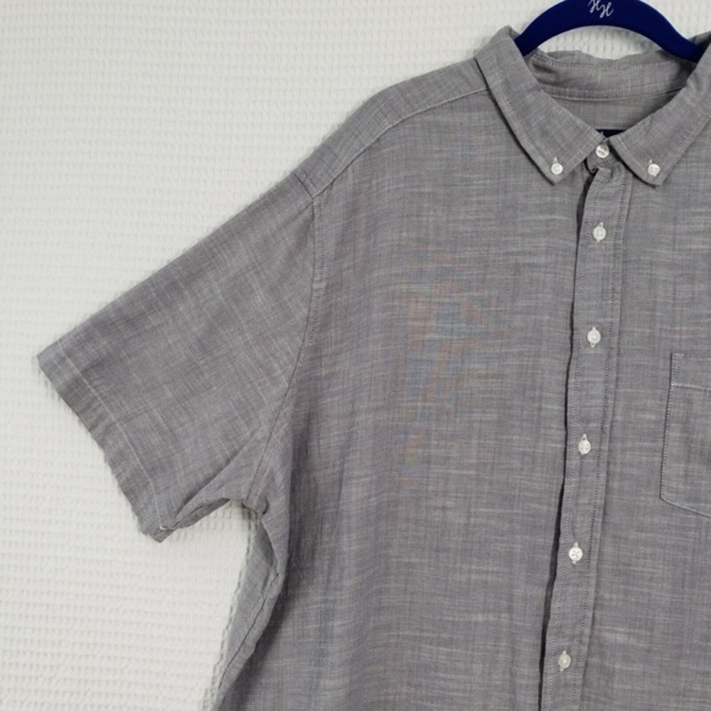 George Button Down Shirt Mens 2XL 50-52 Grey Classic Fit Short Sleeve Casual Dad - Picture 11 of 16